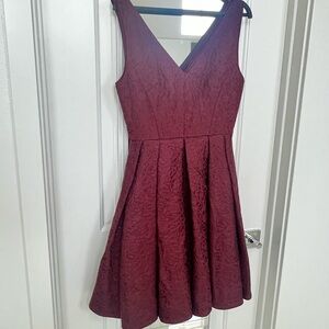 Anthropology Erin Fetherston Coco Jacquard Burgundy Fit & Flare With Pockets